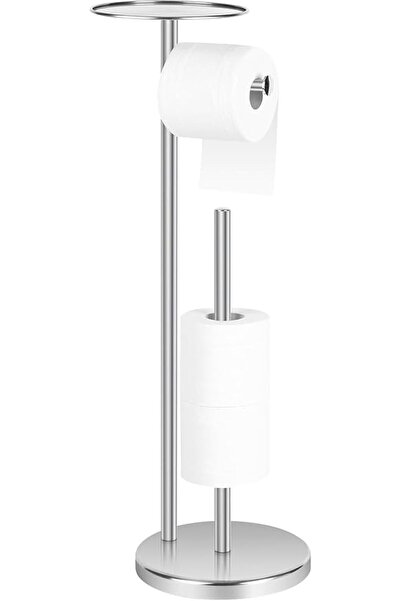 GENERAL Toilet Paper Holder Free Standing with Top Storage Shelf, Stainless S...