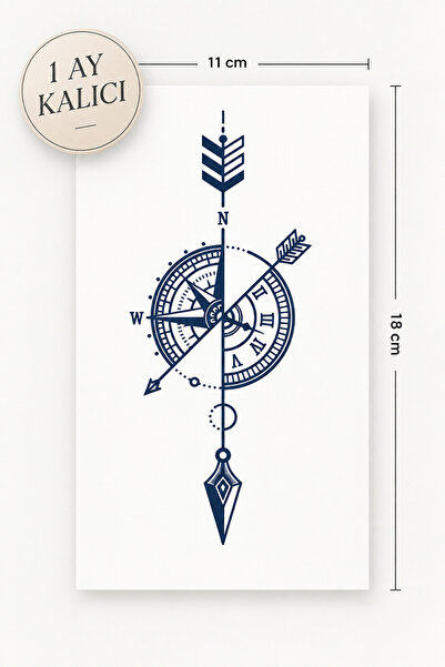 BiWini 1 Ay Kalıcı Pusula Saat Dövmesi Compass Tattoo