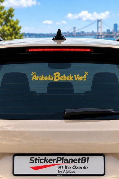 AlpiLeo ARABADA BEBEK VAR! Oto Cam Sticker Kesim Folyo Araç Etiketi 30X6 cm