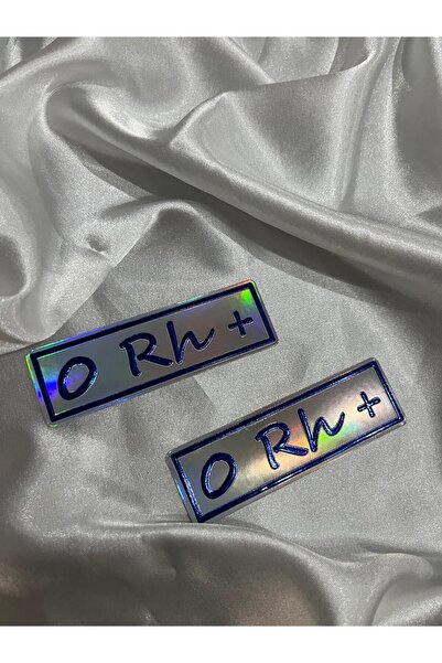 CEBECİOTO 0 Rh + Blood Type Logo Embossed Metallic Blue Sticker Pack of 2