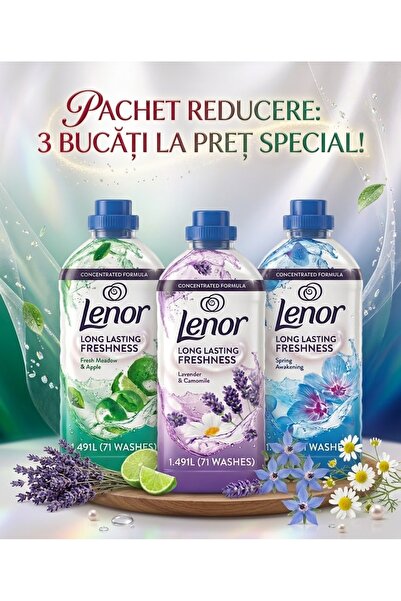 lenor Pachet Promoțional 1.491L – Prospețime Îndelungată (3 Bucăți