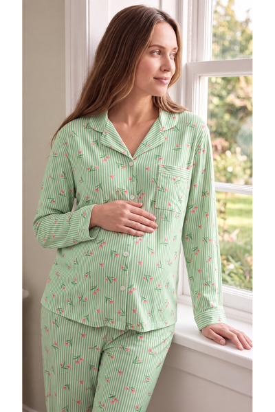 LikapaShop Likapa Önden Düğmeli Hamile Lohusa UZUN KOL PİJAMA TAKIMI