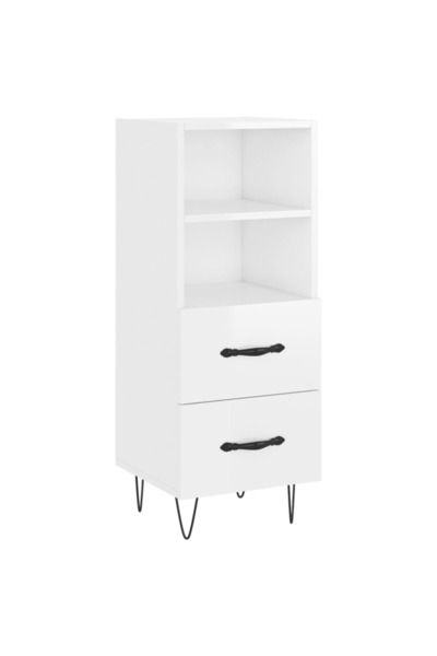 vidaxl Servantă, alb extralucios, 34,5x34x90 cm, lemn compozit