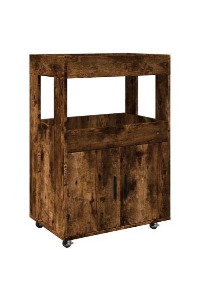 vidaxl Cărucior de bar, stejar fumuriu, 60x39,5x89 cm, lemn prelucrat