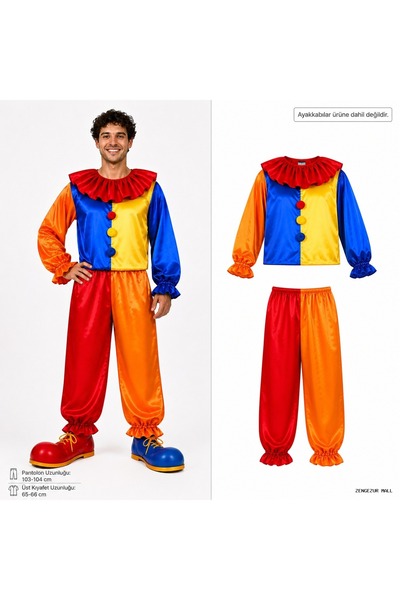 ZERO LAND Zngzrmll Shiny Satin Colorful Clown Costume Bottom Top (95403) 2 Pi...
