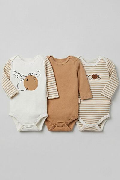 zumino Deer Patterned 3-Piece Bodysuit Newborn