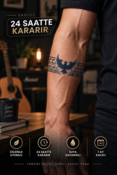 BiWini 1 Ay Kalıcı Kartal Şerit Dövme Kol Bacak Bilek Dövmesi Armband Tattoo