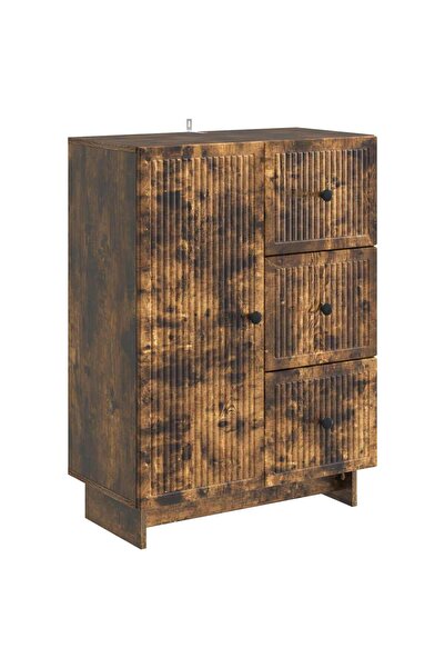 vidaxl Bufet cu sertar Stejar fumuriu 66 x 34,5 x 90 cm Lemn prelucrat
