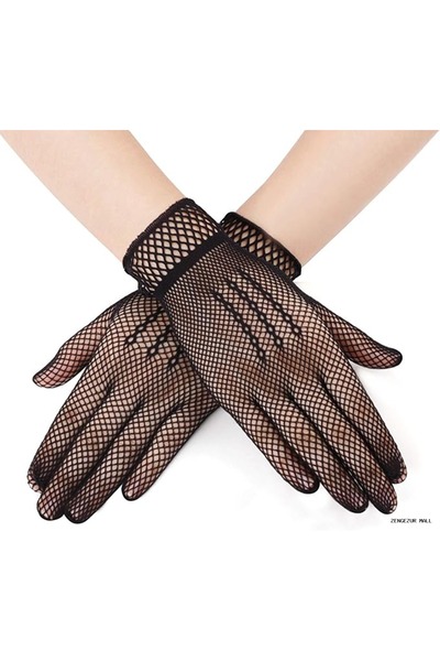 ZERO LAND Zngzrmll Black Color Lycra Mesh Gloves Fingerless Knitted Gloves (9...