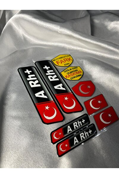 CEBECİOTO A Rh (+ Arti) Kan Grubu Embossed 9 Piece Sticker Set