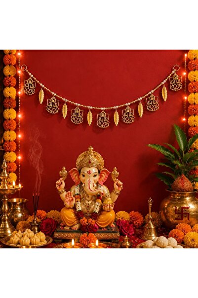 TIED RIBBONS 36 Inch Golden Ganesha Diwali Toran Toranam for Door & Indian Pu...