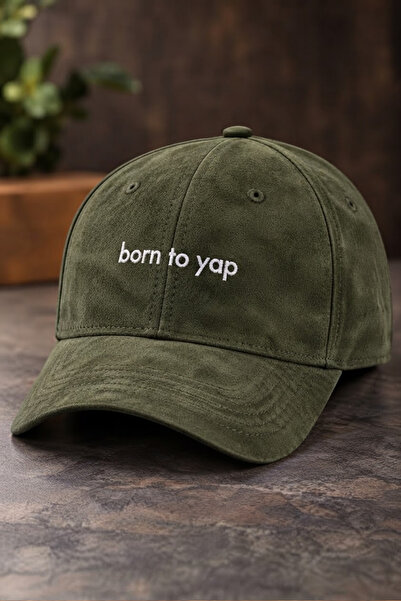 barsdepo BORN TO YAP Pălărie din piele întoarsă brodată Unisex |   Șapcă de b...