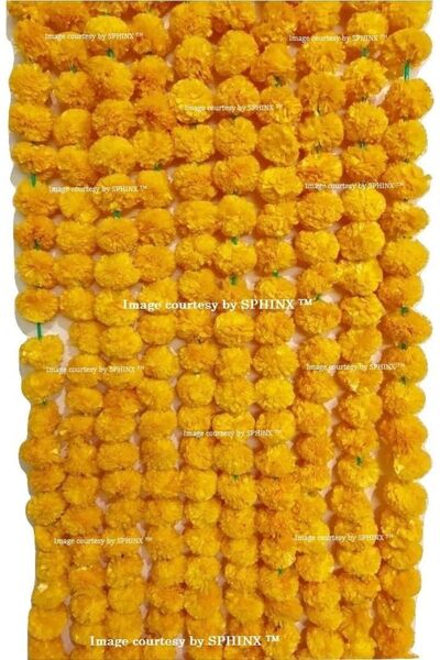 Sphinx Artificial Marigold Fluffy Flowers Garlands for Decoration - Pack of 1...