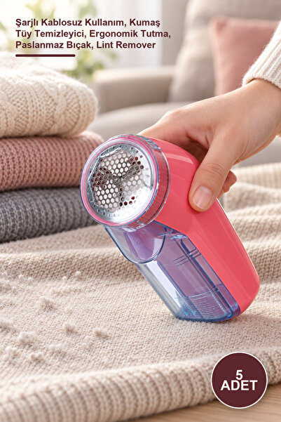 Yenilig 5 Adet Şarjlı Tiftik Temizleme Makinesi – Şarjlı Kablosuz Kullanım, Kumaş Tüy Temizleyici, Ergonomik Tutma, Paslanmaz Bıçak, Lint Remover