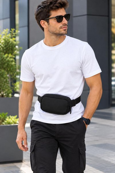 Sofia Men's Daily Black Strap Waist Bag