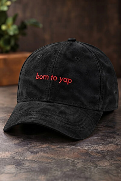 barsdepo BORN TO YAP Pălărie din piele întoarsă brodată Unisex |   Șapcă de b...