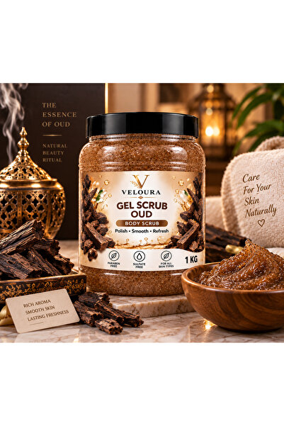 Veluora OUD GEL SCRUB 1KG – LUXURIOUS & REFRESHING EXFOLIATING BODY SCRUB FOR HANDS, FEET & BODY