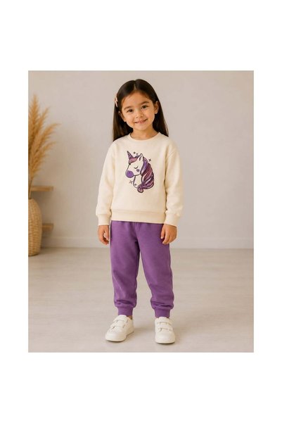 Kız Çocuk Unicorn Baskılı İkili Takım