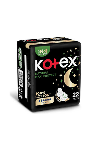 Kotex Maxi Natural Night Sanitary Pads with Wings - 22 Pads