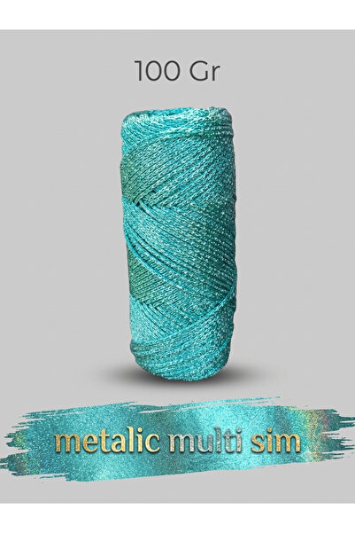Bevella Macrame Cord Metalic Cotton Turquoise Glittery Yarn Hand Knitting Sup...