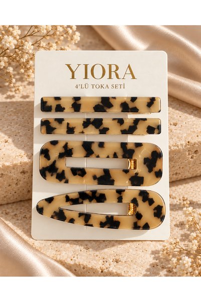 yiora 4’lü Asetat Gold Gövde Pens Makyaj Cilt Bakımı Yan Toka Seti