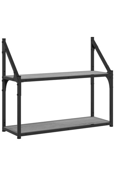 vidaxl Raft cu 2 niveluri, gri sonoma, 60x21x51 cm, lemn prelucrat