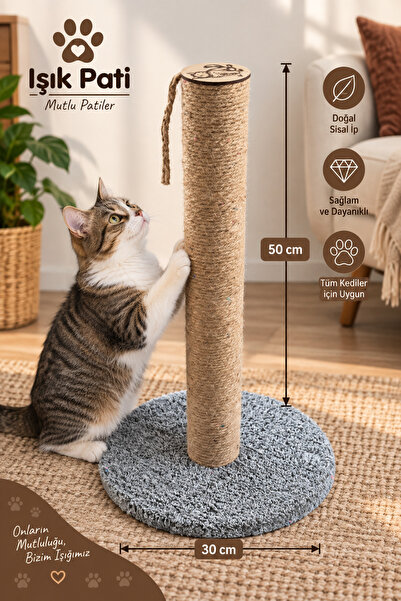 Işık Pati Kedi Tırmalama Tahtası Yuvarlak, Yerli İp