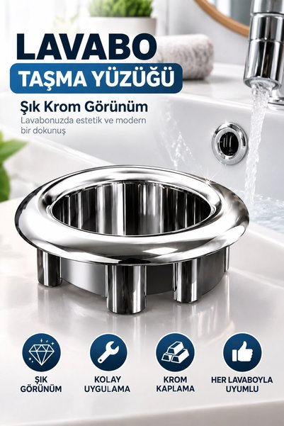ellante Lavabo Taşma Yüzüğü Krom Kaplama – Şık Görünüm, Kolay Montaj, Pratik ...