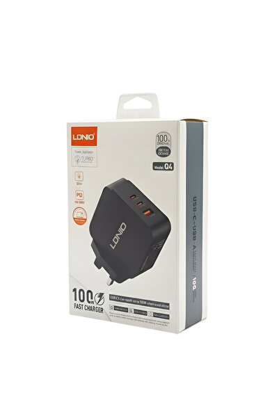 LDNIO Q4 100W GaN Wall Charger – 3-Port Fast Charger (USB-C + USB-A)