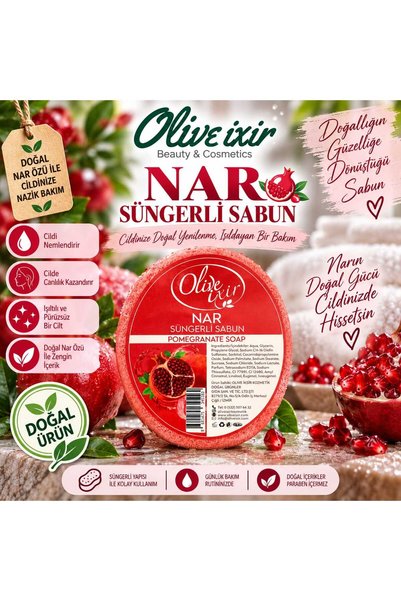 olive ixir 120 gr. Doğal Nar Süngerli Banyo ve Vücut Sabunu