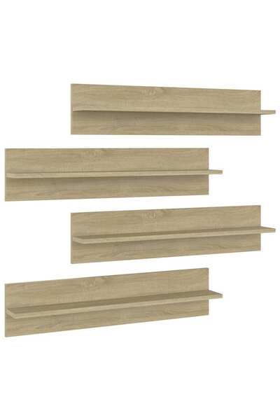 vidaxl Rafturi de perete, 4 buc., stejar sonoma, 80x11,5x18 cm, PAL