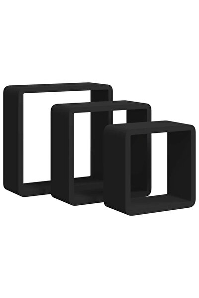 vidaxl Rafturi de perete cub, 3 buc., negru, MDF
