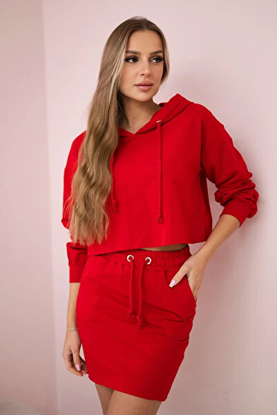 Kesi Set bluză și fustă roșie