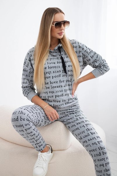 Kesi Set bluză cu mânecă lungă și pantaloni, imprimat cu grafică, cu talie cu...