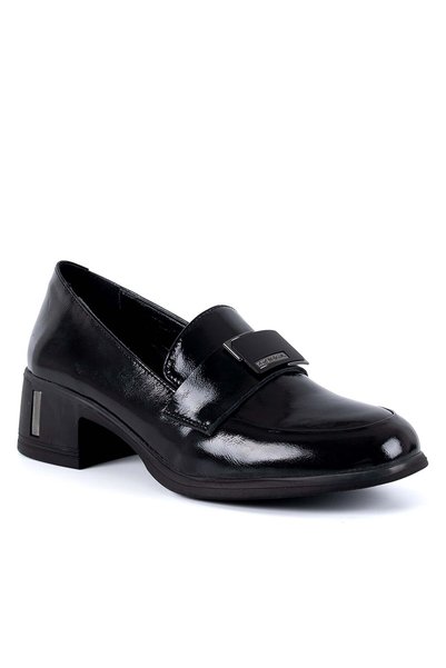 nehironline Trapani 602 26Ya Women's Casual Shoes Black Wrinkled Patent Leather