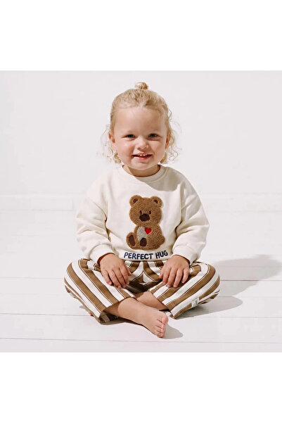 Laciel Prs Bebek Ekru Bear Baskılı %100 Pamuk Takım