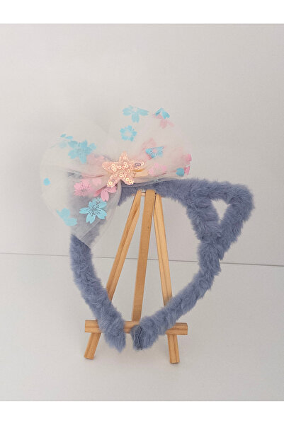 Sweet twins accessories تاج فتاة من التول المزين بالزهور مع آذان قطة من القطيفة