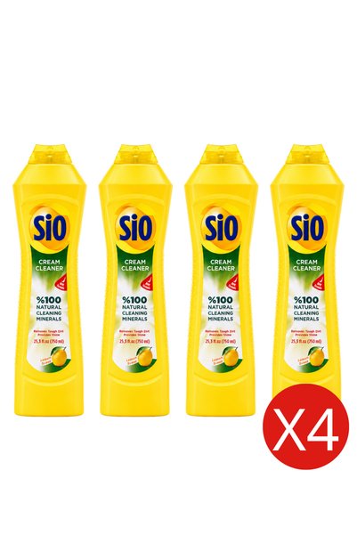 Sio بكج 4 كريم تنظيف سيو بالليمون 750 مل | مزيل دهون ومنظف ولمعان للأسطح الصلبة