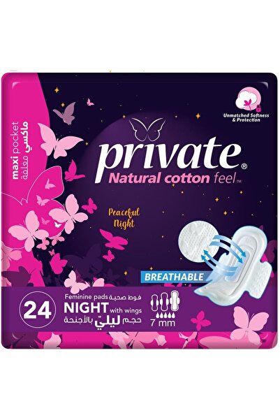 PRİVATE Maxi Sanitary Pads, Night Pack, 24 Pads