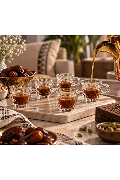 Dania ☕ طقم فناجين زجاج مزخرف 6 قطع – 75 مل | أناقة مثالية للإسبريسو والقهوة ...