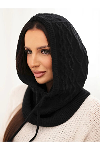 Kesi Hanorac de damă negru din tricot de viscoză, cu design elegant cu model ...