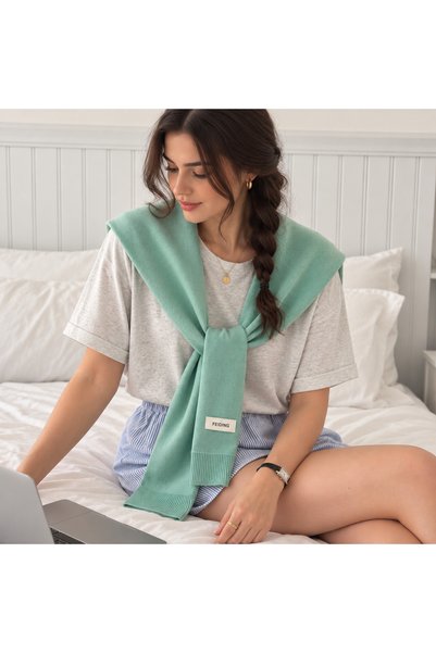 EMAYS DESIGN Women's New Style Premium Knitwear Shoulder Shawl Mint Green Stylish Modern Design
