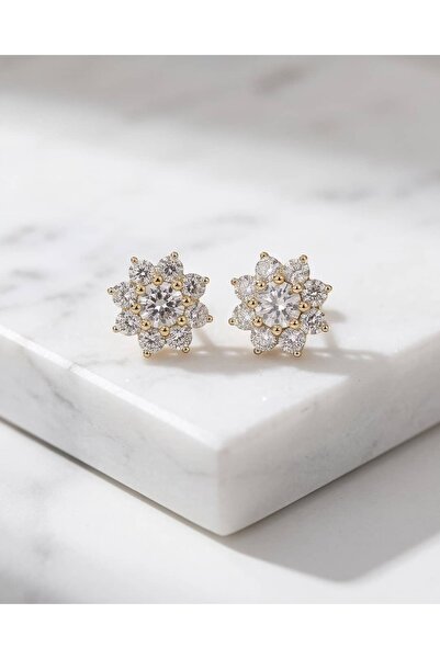 Portakal Esintisi Petavia Zircon Stone Flower Steel Xuping Earrings