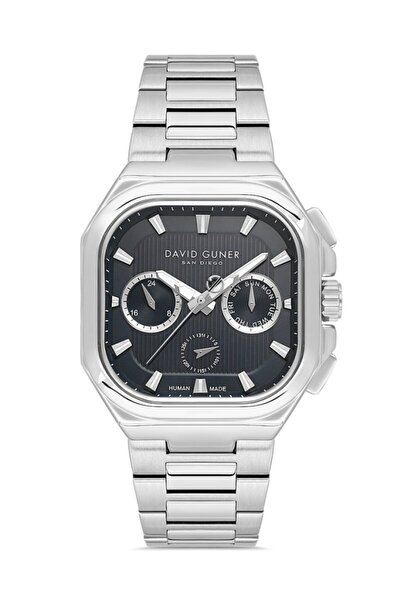 DAVID GUNER Dg-9097Ga-A2 Steel Cord Multifunction Black Color Men's Wristwatch