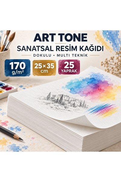 Art Tone Dokulu 25x35 cm 25 Yaprak 170 gr Multi Teknik Sanatsal Resim Kağıdı ...