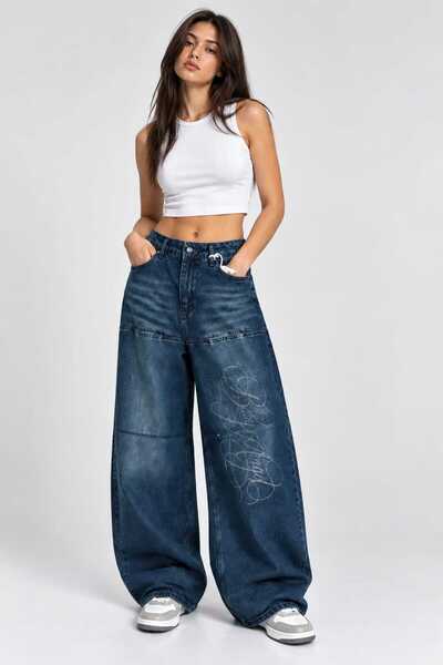 SEFUR Women's Oversize Wide Leg Baggy Jean Pants