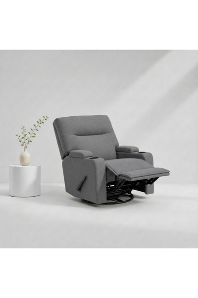 BACK CARE كرسي استرخاء دوار، مخملي، مع مسند للقدمين، رمادي، MG-3-H