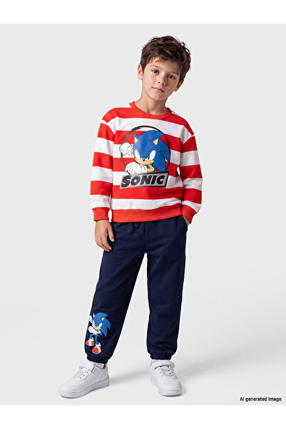LC Waikiki Sonic Printed Striped Boys' Set