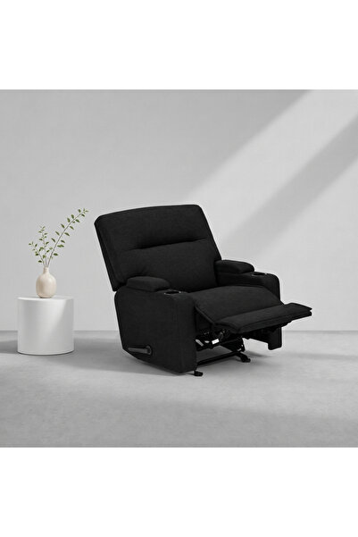 BACK CARE كرسي استرخاء بقاعدة ثابتة، مخمل، مزود بمسند للقدمين، أسود، MG-3-S
