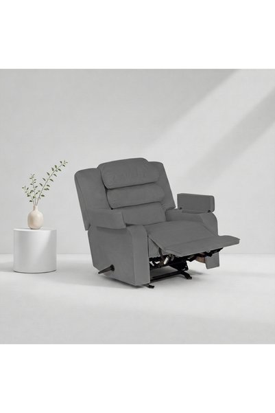 BACK CARE كرسي استرخاء بقاعدة ثابتة، مخمل، مزود بمسند للقدمين، رمادي، AB07-S